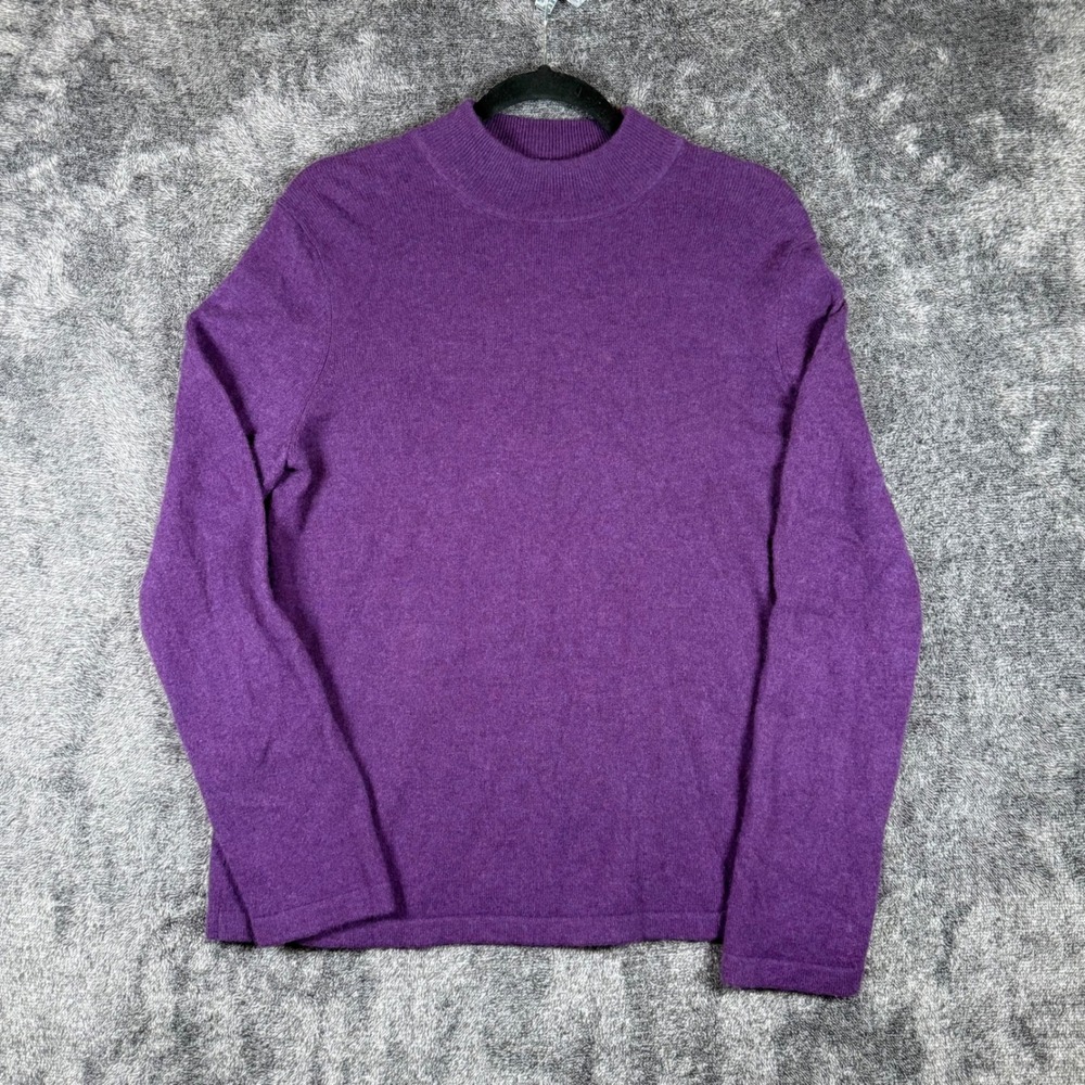 Preswick & Moore Womens XL Purple 100% Cashmere Mock Neck Long Sleeve Sweater